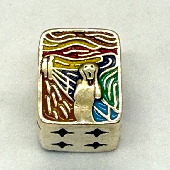 Sterling Silver Enamel “The Scream” Charm Bead, New, Art-Inspired - Picture 1 of 8